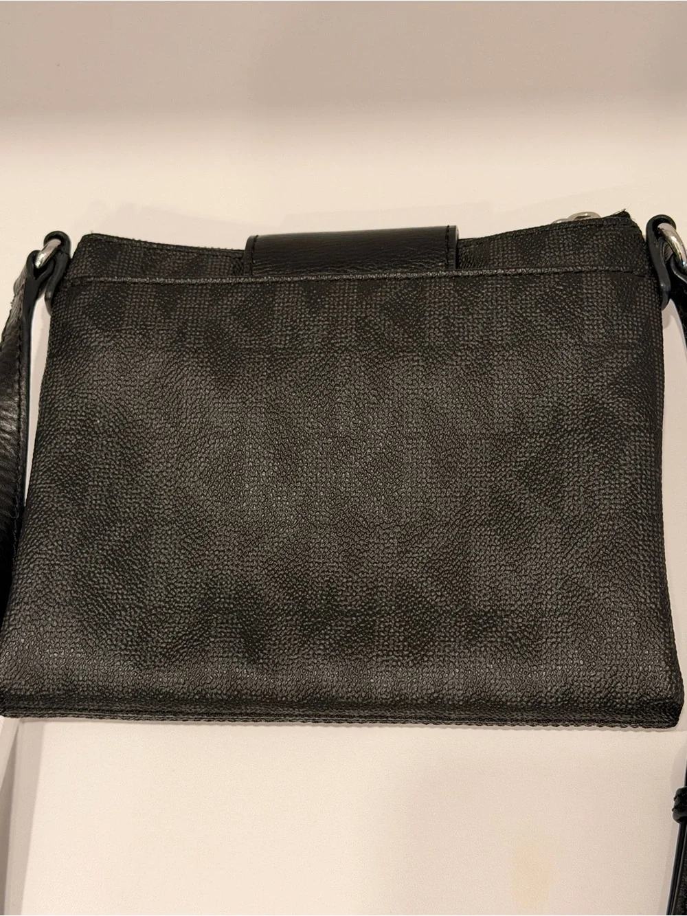 Michael Kors Fulton Black Monogram Crossbody Silver Hardware